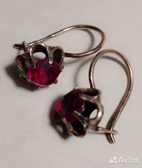Серьги из СССР серебро 875 проба позолота