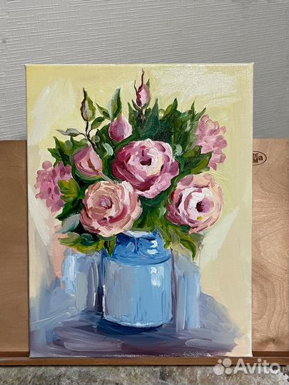 Картина маслом на холсте пионы