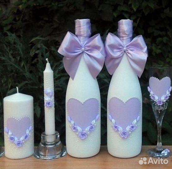 Свадебный набор,бутылки,бокалы