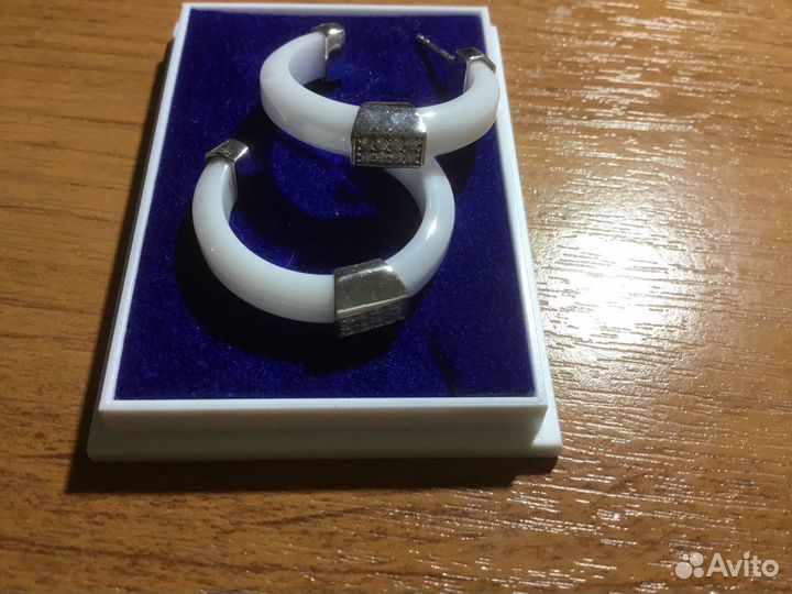 Серги серебряные вставка керамика