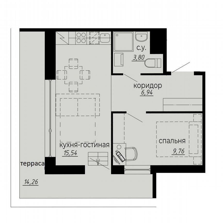 1-к. апартаменты, 40,3 м², 10/10 эт.