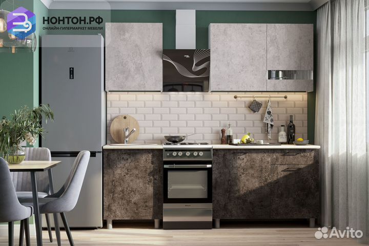 Кухня Адель 1.7 м цемент светлый / цемент темный