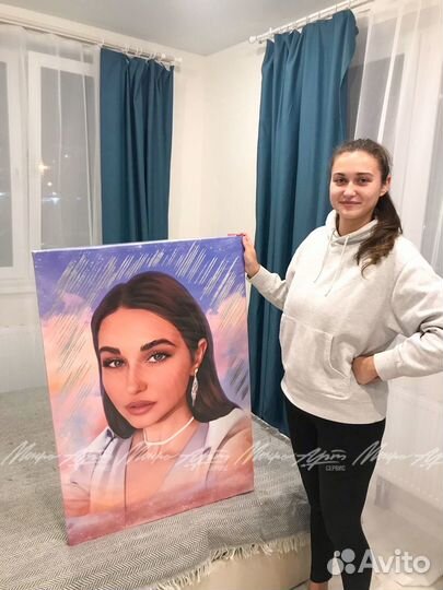 Портрет по фото на холсте на заказ день рождения