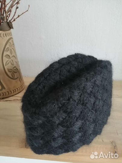 Шапка пилотка женская вязаная на подкладе