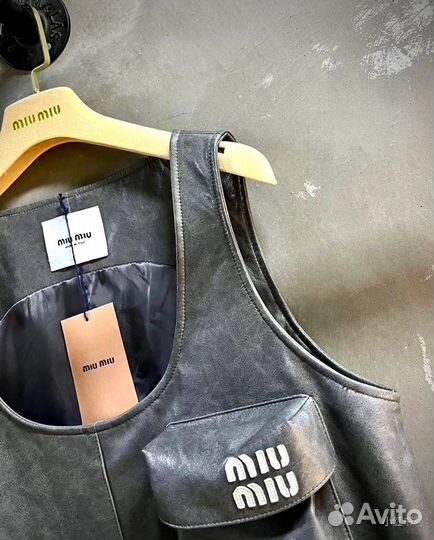 Майка женская из кожи Miu Miu