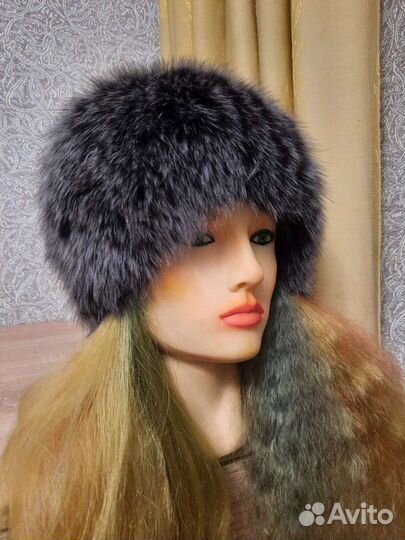 Шапка женская зимняя вязаная,меховая,берет