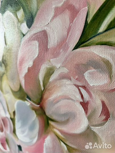 Картина маслом на холсте Пионы