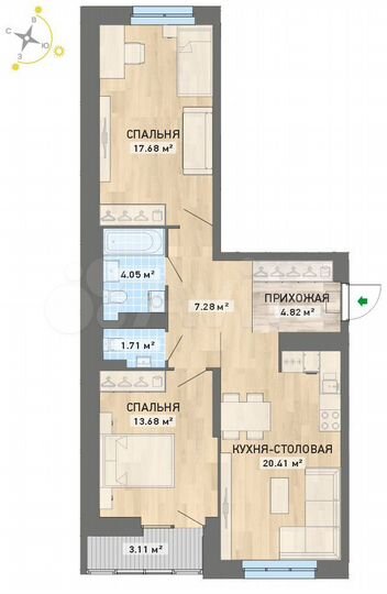 2-к. квартира, 72,7 м², 20/20 эт.