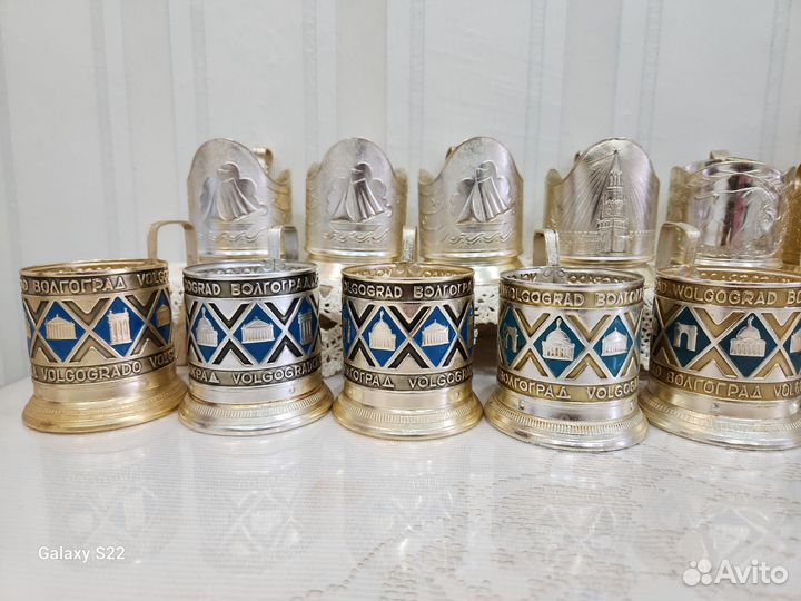 Подстаканник эмаль СССР алюминий, салфетница