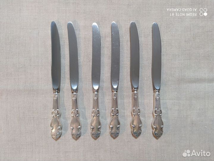 Ложки вилки ножи посеребренные Роза Кольчугино44пр