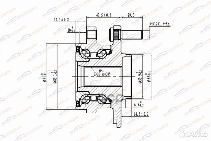 Ступица колеса korwin передняя ABS toyota Corol