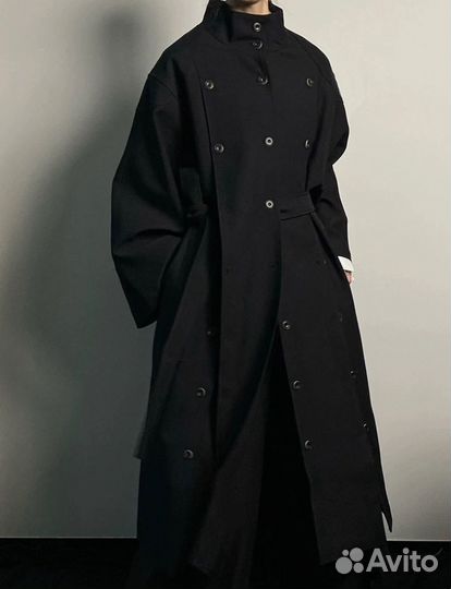 Тренч Yohji Yamamoto type black trench coat