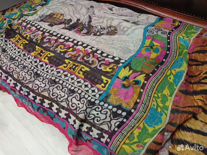 Платок большой шелковый шаль 120см hermes франция