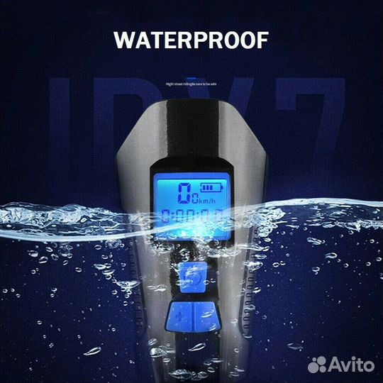 Велосипедный фонарь+спидометр+сигнал