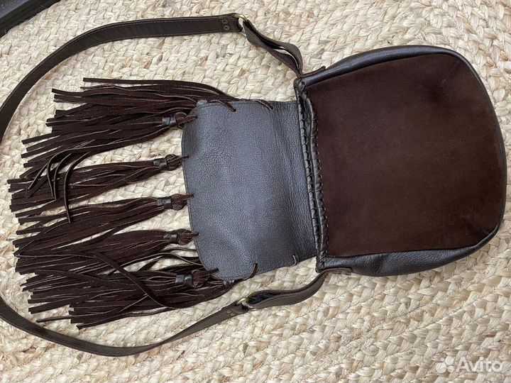 Сумка комбинированная, кожа/ замша. Ручная работа