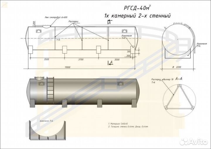 Резервуар Горизонтальный ргсп-129 м3