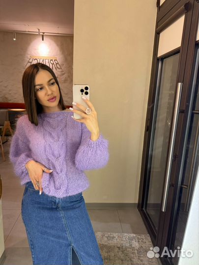 Новый женский свитер из мохера ручная вязка