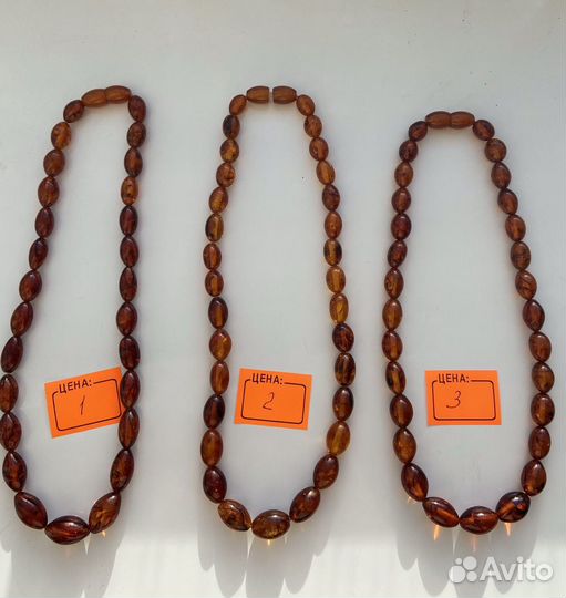 Бусы-колье оливки из натур. балтийского янтаря