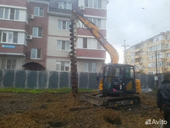 Услуги мини экскаватора с гидробуром + гидромолот