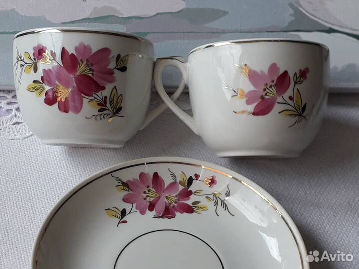 Чайная пара Мальва фарфор Вербилки живопись