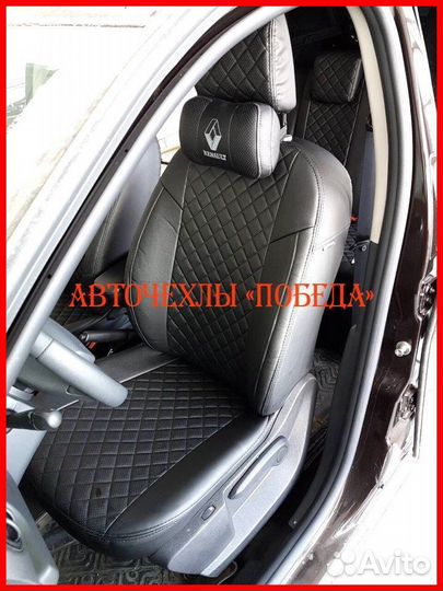 Чехлы Renault Duster 2 из экокожи чёрные Ромб