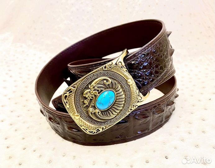 Ремень мужской натуральная кожа крокодила, 120 см