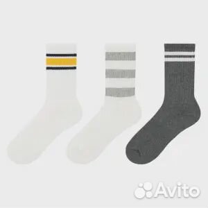 Комплект носков Uniqlo, 3 пары, белый/серый