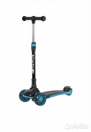 Самокат Novatrack rainbow Basic Black,голубой