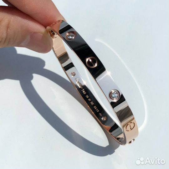 Браслет Cartier love с бриллиантами белое женский