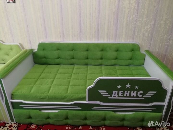 Мягкая Детская Кровать Спорт с доп спал местом