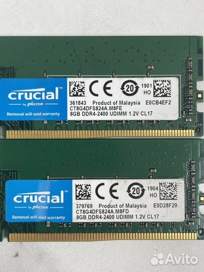 Оперативная память ddr4 16gb Crucial 2400 dimm