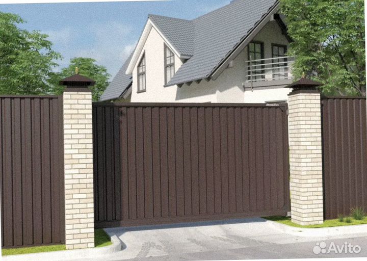 Ворота откатные алюминиевые с заполнен Prestige