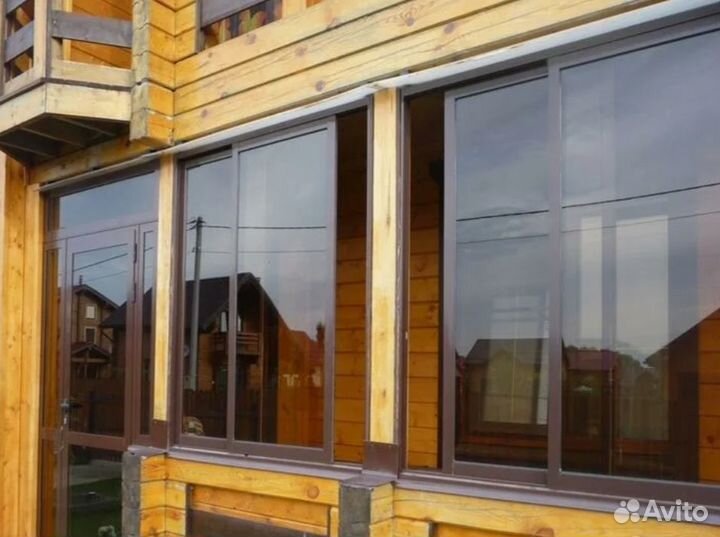 Алюминиевые окна теплые цветные