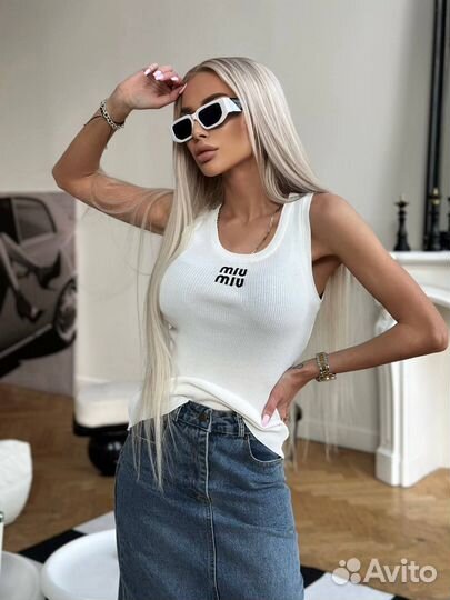 Стильная Майка топ Miu Miu хит