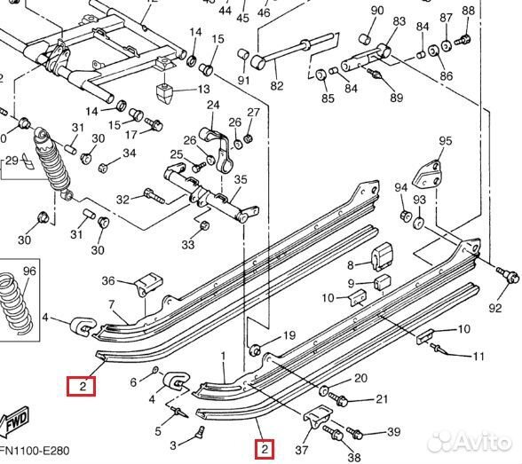 Skly01 SnowMX Склиз Черный Для Yamaha 8AC-47421-00