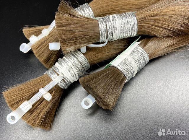 Детские волосы в срезе, 30см, прямые, русый