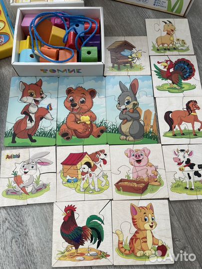 Деревянные пазлы сундучок