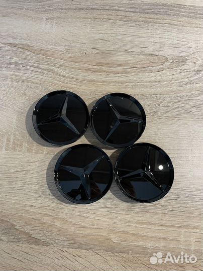 Колпачки mercedes черные глянцевые 75 мм