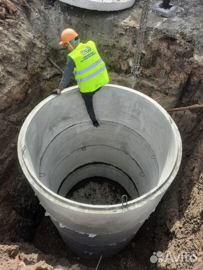 Монтаж септика из бетонных колец под ключ