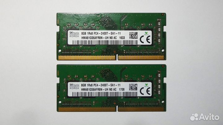 Память для ноутов 8Гб / 16 DDR4 SoDimm