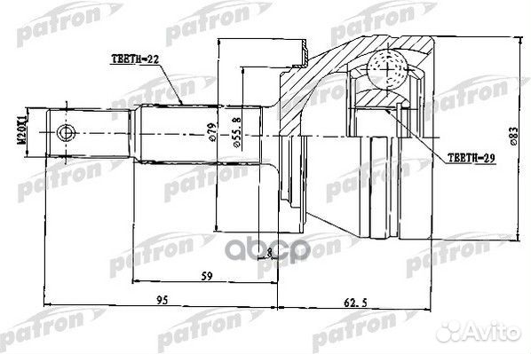 ШРУС наружный 22x52x29 daewoo: nexia 95-97, nexia