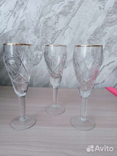 Хрустальные фужеры 5 штук