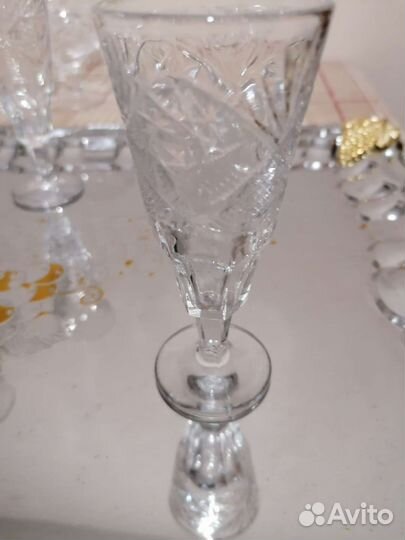 Рюмки хрустальные d4.5 в10.5 6 штук