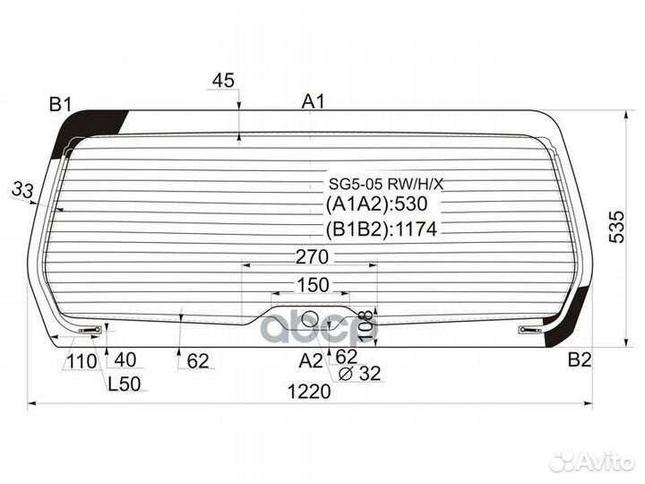 Стекло заднее с обогревом subaru forester 05-08