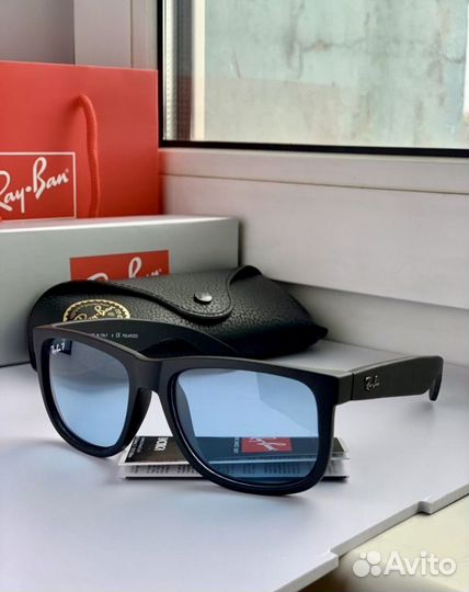Очки ray ban justin polaroid голубые
