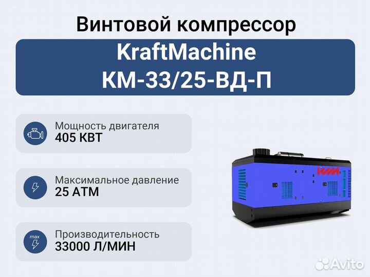 Винтовой компрессор KraftMachine км-33/25-вд-П