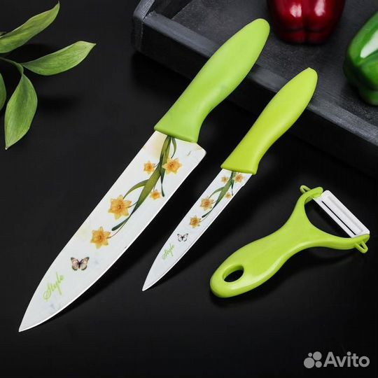 Набор кухонный Доляна «Нарцисс», 3 предмета: 2 нож