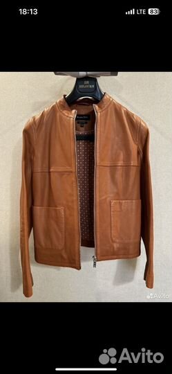 Кожаный пиджак massimo dutti