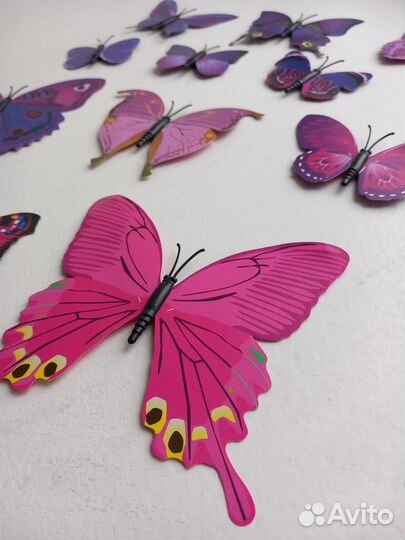 Декоративные бабочки на магнитах Набор 12 шт