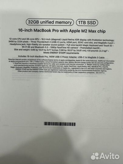 MacBook Pro 16” M2 Max 32/ 1Tb Silver